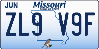MO license plate ZL9V9F