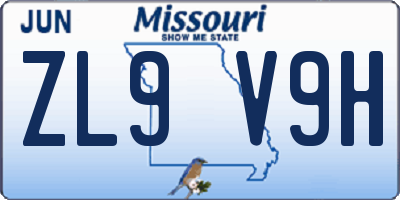 MO license plate ZL9V9H