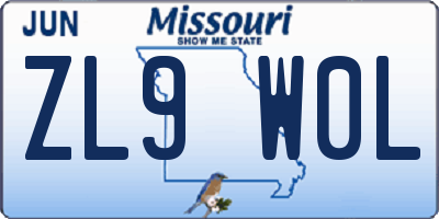 MO license plate ZL9W0L