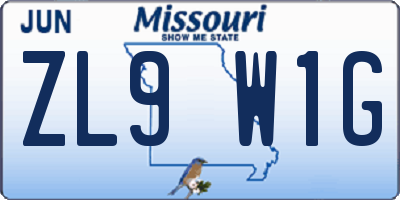 MO license plate ZL9W1G