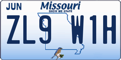 MO license plate ZL9W1H