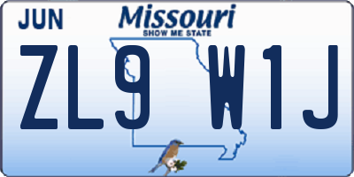 MO license plate ZL9W1J