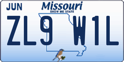 MO license plate ZL9W1L