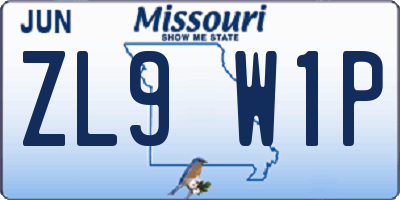 MO license plate ZL9W1P