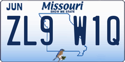 MO license plate ZL9W1Q