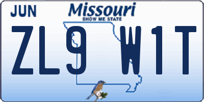 MO license plate ZL9W1T