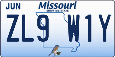 MO license plate ZL9W1Y