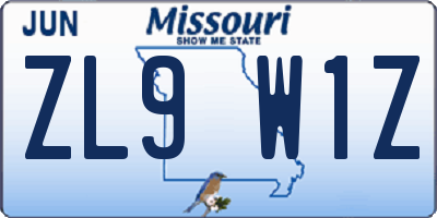 MO license plate ZL9W1Z