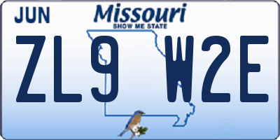 MO license plate ZL9W2E