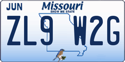 MO license plate ZL9W2G