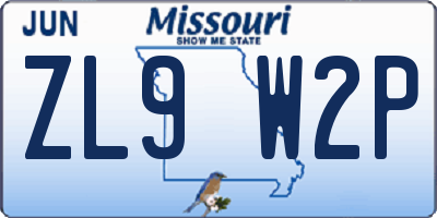 MO license plate ZL9W2P