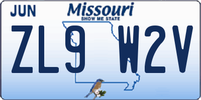 MO license plate ZL9W2V