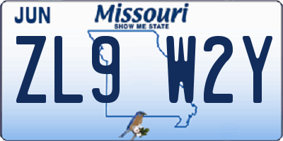 MO license plate ZL9W2Y
