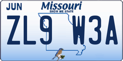 MO license plate ZL9W3A