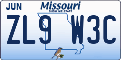 MO license plate ZL9W3C
