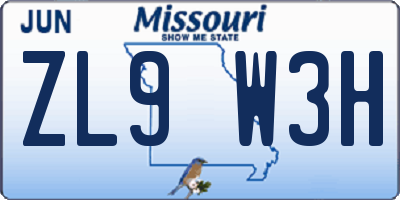 MO license plate ZL9W3H