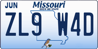 MO license plate ZL9W4D