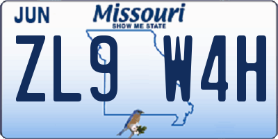 MO license plate ZL9W4H