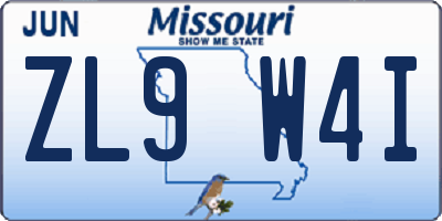 MO license plate ZL9W4I