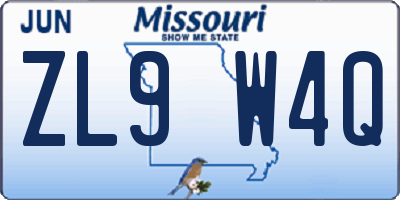 MO license plate ZL9W4Q