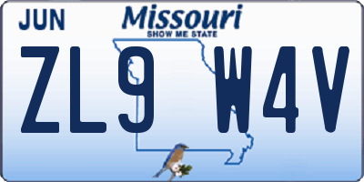 MO license plate ZL9W4V
