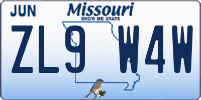MO license plate ZL9W4W