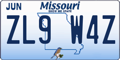 MO license plate ZL9W4Z