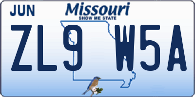 MO license plate ZL9W5A