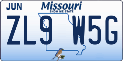 MO license plate ZL9W5G