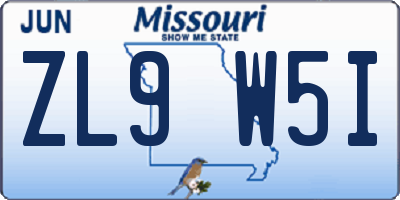 MO license plate ZL9W5I