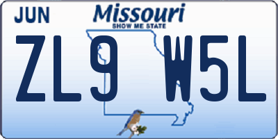 MO license plate ZL9W5L