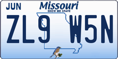 MO license plate ZL9W5N