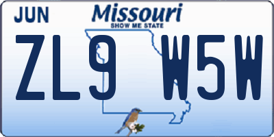 MO license plate ZL9W5W