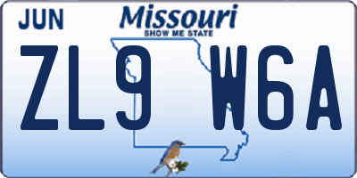 MO license plate ZL9W6A