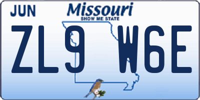 MO license plate ZL9W6E
