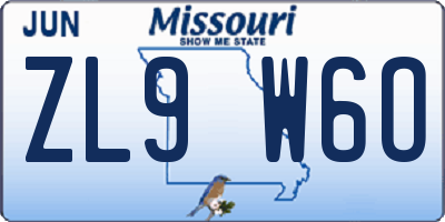 MO license plate ZL9W6O