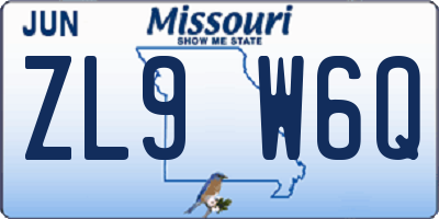 MO license plate ZL9W6Q