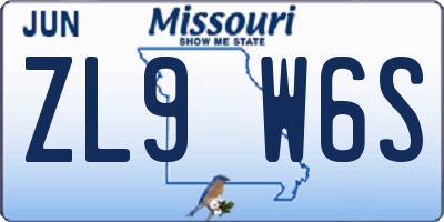 MO license plate ZL9W6S