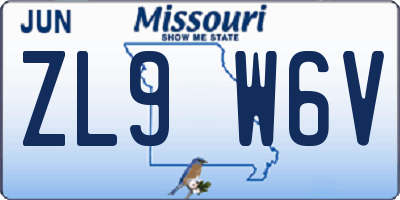 MO license plate ZL9W6V