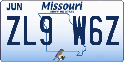 MO license plate ZL9W6Z