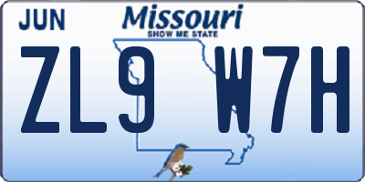 MO license plate ZL9W7H