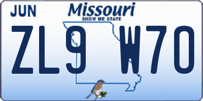 MO license plate ZL9W7O