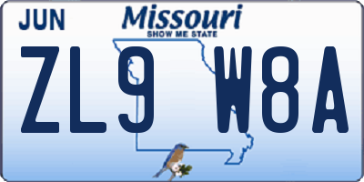 MO license plate ZL9W8A