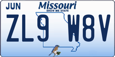 MO license plate ZL9W8V