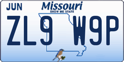 MO license plate ZL9W9P