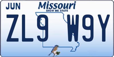 MO license plate ZL9W9Y