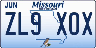 MO license plate ZL9X0X