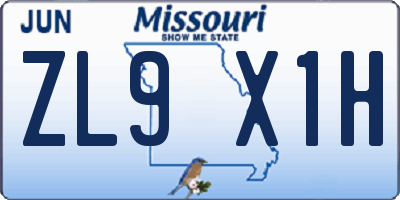 MO license plate ZL9X1H