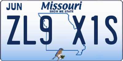 MO license plate ZL9X1S