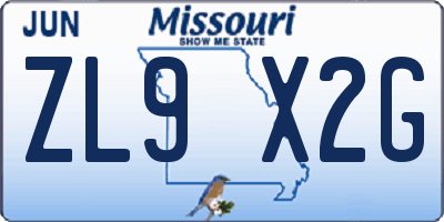 MO license plate ZL9X2G